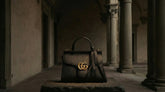 Gucci Black Leather GG Marmont Handbag