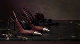 Saint Laurent Bordeaux Calf Leather Bos Taurus High Heel Pumps