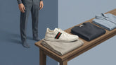 Gucci White Calf Leather Bos Taurus Low Top Sneakers