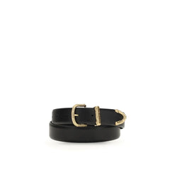 PINKO Black Calf Leather Bos Taurus Regular Belt
