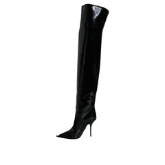 Dolce & Gabbana Black Leather Over The Knee