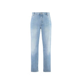 Balmain Blue Cotton Straight-Leg Jeans
