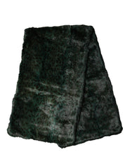 Dolce & Gabbana Black Green Stripe Fur Shawl Neck Wrap 180cm x49cm Scarf