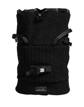 Dolce & Gabbana Black Tricot Wool Blend Duffel Backpack Travel Borse Bag