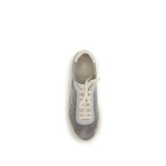 Brunello Cucinelli Gray Calf Leather Bos Taurus Low Top Sneakers