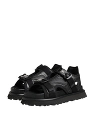 Dolce & Gabbana Black Logo Detailed Men Chunky Sandals Shoes