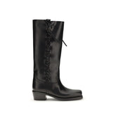 Paris Texas Black Calf Leather Bos Taurus Lace-Up Boots