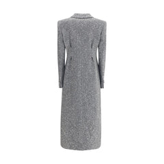 Alessandra Rich Gray Fleece Wool Coat