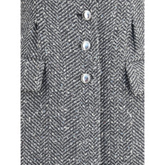 Alessandra Rich Gray Fleece Wool Coat