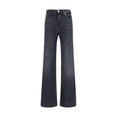 7FOR Black Cotton Flared Jeans