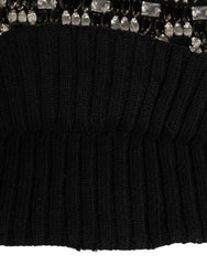 Dolce & Gabbana Black Wool Crystal Embellished Balaclava Hat