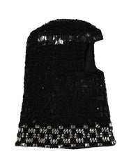 Dolce & Gabbana Black Wool Crystal Embellished Balaclava Hat