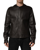 Dolce & Gabbana Black LambskinLeather Full Zip Biker Jacket