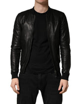 Dolce & Gabbana Black Lamb Leather Full Zip Biker Jacket