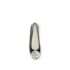 Tory Burch Black Calf Leather Bos Taurus Ballet Flats
