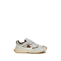 Dsquared² White Calf Leather Bos Taurus Athletic Sneakers