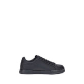 Dolce & Gabbana Black Calf Leather Bos Taurus Low Top Sneakers