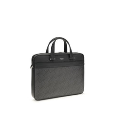 Ferragamo Gray Calf Leather Bos Taurus Briefcase