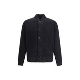 Laneus Black Merino Wool Bomber