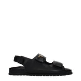 Prada Black Leather Flat Sandals