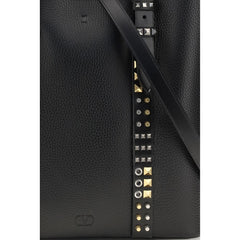 Valentino Garavani Black Calf Leather Bos Taurus Shoulder Bag