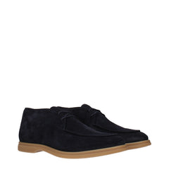 Eleventy Blue Leather Lace-Up Boots