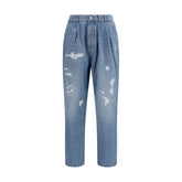 Brunello Cucinelli Blue Cotton Straight-Leg Jeans
