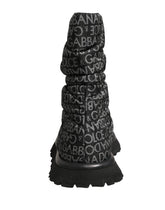 Dolce & Gabbana Black Logo Print Lace Up Snow Boots Shoes