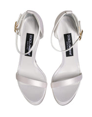 Dolce & Gabbana White Platform Ankle Strap Sandals Shoes