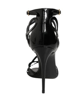 Dolce & Gabbana Black Leather Stiletto Heel Sandals Shoes