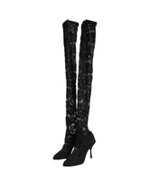 Dolce & Gabbana Black Taormina Lace Socks Boots Pumps Shoes