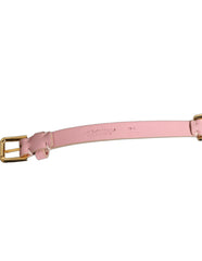 Dolce & Gabbana Pink Leather Crystal Chain Embellished Belt