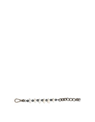 Dolce & Gabbana Silver Tone Brass Beaded Shell DG Logo Pendant Bracelet