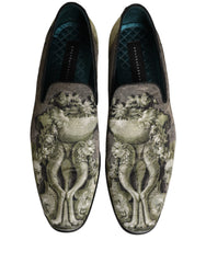 Dolce & Gabbana Brown Baroque Print Slip On Loafers Shoes