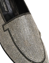 Dolce & Gabbana Silver Crystal Embellished Men Loafers Shoes