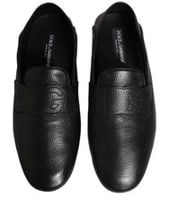 Dolce & Gabbana Black Deerskin Leather Driver Loafers Shoes