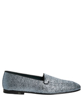 Dolce & Gabbana Blue Glitter Lurex DG Logo Dress Loafers Shoes