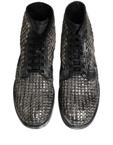 Dolce & Gabbana Black Leather Runway Studs Ankle Boots Shoes