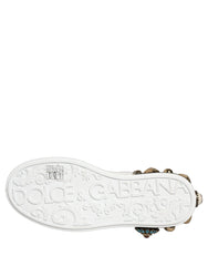 Dolce & Gabbana White Gold Studded Portofino Sneakers Shoes
