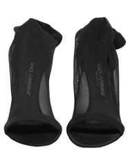 Dolce & Gabbana Black Nylon Mesh Sock Style Boots Shoes