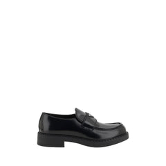 Prada Black Calf Leather Bos Taurus Platform Loafers