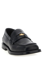 Moschino Black Velvet Leather Slip-On Loafers