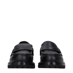 Off-White Black Leather Slip-On Loafers