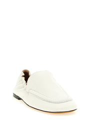 ODISSI White Lamb Leather Slip-On Loafers