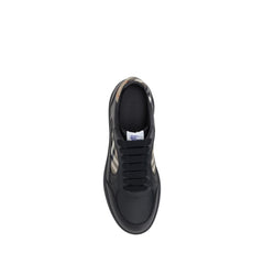Burberry Black Calf Leather Bos Taurus Low Top Sneakers