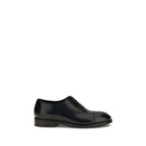 Santoni Black Calf Leather Bos Taurus Oxfords And Derbies