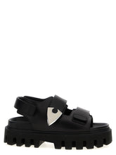 Alexander McQueen Black Calf Leather Bos Taurus Flat Sandals
