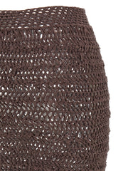 ALLIS Brown Polyester Midi Skirt