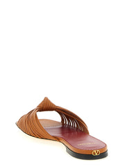 Valentino Garavani Brown Goatskin Slides - EU38/US8
