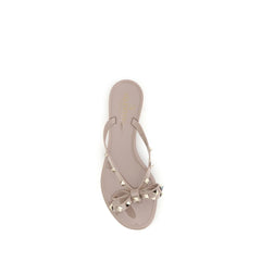 Valentino Garavani Beige Cotton Flip-Flop Sandals - EU37/US7